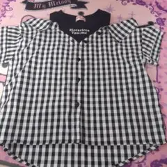 肩だし♥️Riccarica Youxme 半袖チェックシャツ150美品