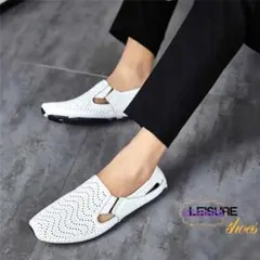 ローファー メンズ サンダル スリッポン 透かし彫り 通気 ドライビングシューズ