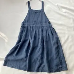 ネストローブ デニム風リネン100　ジャンバースカート 前後2way ギャザー