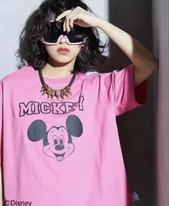 ミッキーマウス ネオンピンク Tシャツ　ディズニー　3L