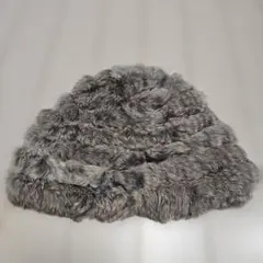天然ラビットファー ニット帽 毛皮