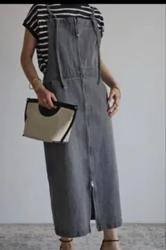 完売品BonjourSagan フロントジップ デニムサロペットグレー　Sのサムネイル
