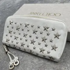 【美品】JIMMY CHOO ジミーチュウ　ジッピー　長財布　スタッズ　白のサムネイル