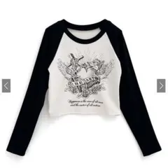 GRL エンジェルハートプリントバイカラーテレコトップス sf1107