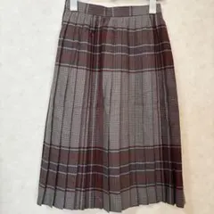 チェック プリーツスカート ウール100% 63cm