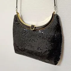 汀*様 ヴィンテージ ブラック メッシュ アールデコ 財布 クラッチバッグ フラ