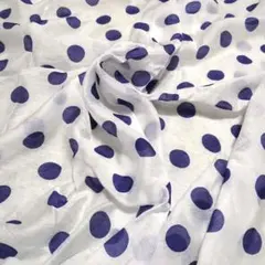 水玉模様の軽量生地（白×青）ドット柄 プリント 布 約160×100