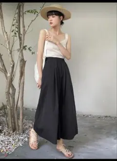 DAZY ポケット付き カジュアル エラスティックウエスト カプリパンツ 無地