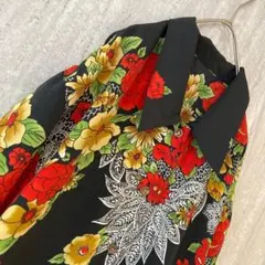 ヴィンテージ ブラウス 花柄 昭和レトロ クラシカル ネイビー レッド