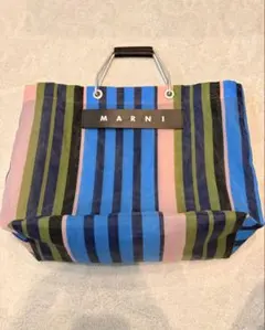 新品未使用】MARNI MARKET STRIPE BAG スカイ×オリーブ - メルカリ