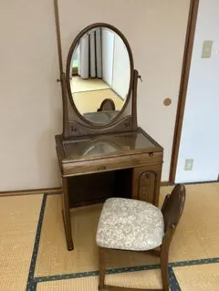 美品 高級 アンティーク調 木製ドレッサー 鏡台 (椅子は別売) 松永工房
