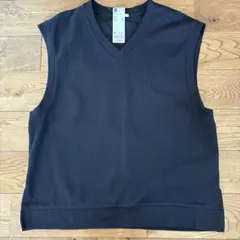 GU カノコＶネックビッグベスト　ブラック