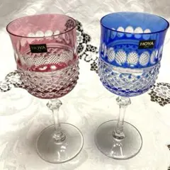 HOYA 色被カットクリスタル ペアワイングラス