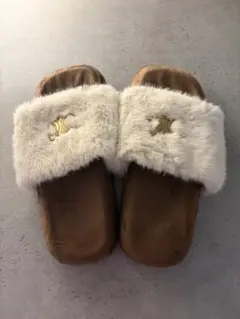 ファー付きブラウンスライドサンダル　美品