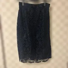 index ネイビー 花柄レース タイトスカート ひざ丈 M 美品