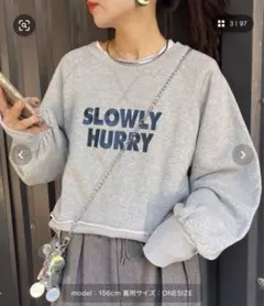 CIAOPANIC TYPY ボリュームスリーブロゴ刺繍クロップドスウェット