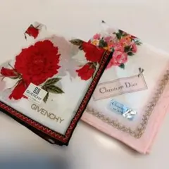 GIVENCHY　Dior ジバンシー　ディオール　花柄 ハンカチ 2枚セット