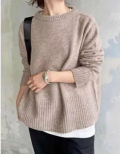 スピック&スパン ロングリブプルオーバー　ベージュ　2023AW