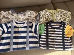 ストライプ サスペンダー付きロンパース