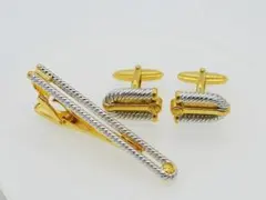 dunhillダンヒル ロゴ ネクタイピン カフス セットシルバーゴールドカラー