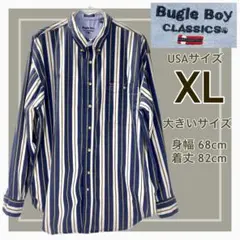 古着XL Bugle Boy ビューグルボーイ長袖シャツマルチストライプアメカジ