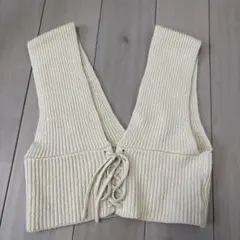 アイボリー Vネック ビスチェ M