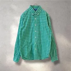 570 メンズ チェック柄 ボタンダウンシャツ 長袖 綿コットン100%