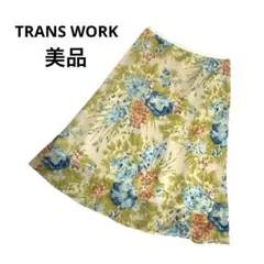 【美品】 TRANS WORK トランスワーク花柄スカート11号春夏秋涼しい上品のサムネイル