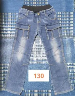 GARACH(ギャラッチ)デニムロングパンツ 130cm ダメージ加工 長ズボン