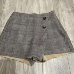 ZARA BASIC キュロット EU S グレー系 チェック柄