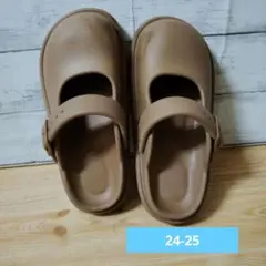 ベージュ オープントゥ 厚底サンダル ストラップ付き汚れあり24-25
