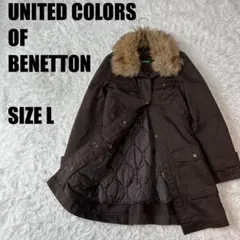 ベネトン モッズコート ファー付 ライナー付き 中綿ジャケット L相当 595