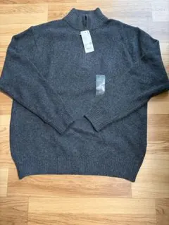 UNIQLO スフレヤーン ハーフジップセーター ダークグレー XL
