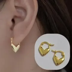 ミニ ハート ドロップ フープ ピアス ゴールド 925 刻印 キャッチレスのサムネイル