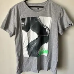 adidas グレー　プリントTシャツ