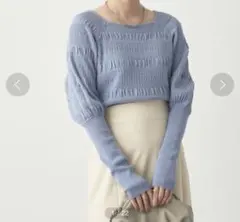 earth スクエアネックシャーリングニットプルオーバー