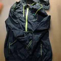 プーマ ハーフジップ ナイロンプルオーバー ナイロンジャケット 黒 黄色 M