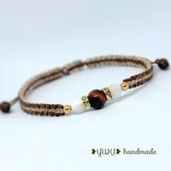 アンクレット or ブレスレット 天然石【レッドタイガーアイ+マザーオブパール】