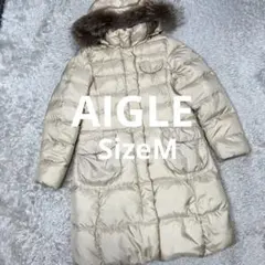 エーグル ロング丈 ダウンコート フード付き ファー ベージュ レディース M