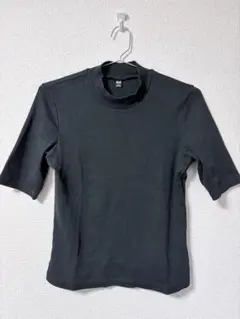 モックネックTシャツ ブラック