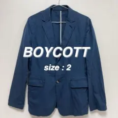 BOYCOTT テーラードジャケット 2 M ネイビー 綿麻混 メンズ 涼しげのサムネイル