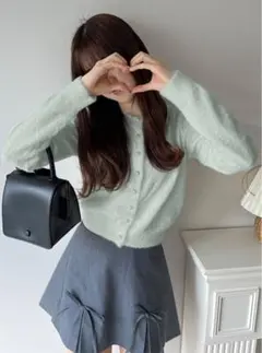 ラメフェザーニットカーディガン