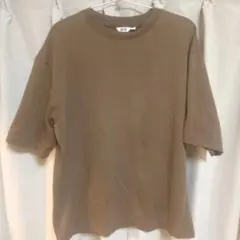 ユニクロU エアリズムコットンオーバーサイズTシャツ ブラウン L