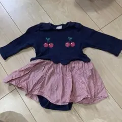 プティマイン 80cm スカート　ロンパース　スナップ付き　さくらんぼ