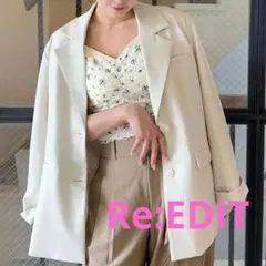 【新品】Re:EDIT ストレッチミックスツイルジャケット　アイボリー　入学式のサムネイル