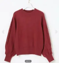 エニィスィス【洗える】スリーブレースプルオーバー　0サイズ　ボルドー　フェミニン