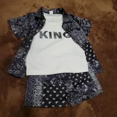 SHEIN バンダナ柄 キッズアロハセットアップ 3点セット