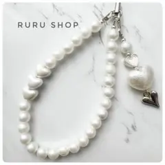 ハート コットンパール キーホルダー ストラップ y2k 韓国 プレゼント