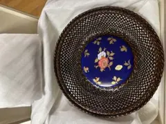 青色陶器と竹製菓子器