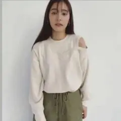 CLANE ASYMMETRY SHOULDER POINT TOPS ニット